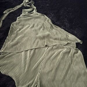 Green Pleated Halter Set